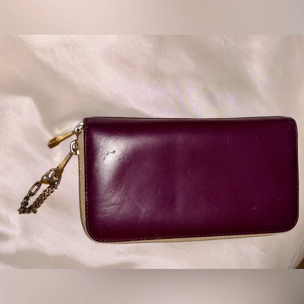 Chloe 2 Color Zipper Wallet - Maroon/Eggplant